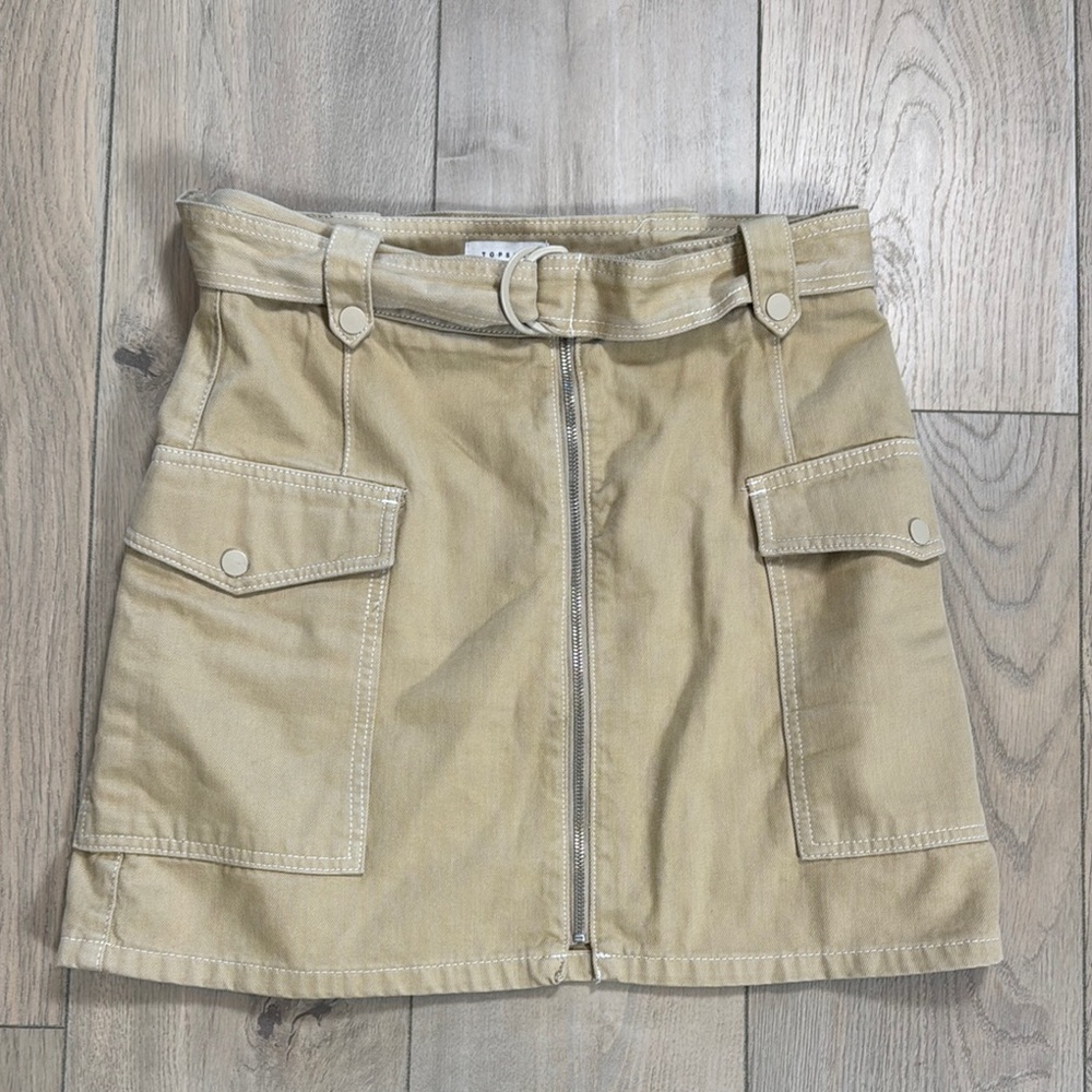 Topshop Tan Skirt with Pockets